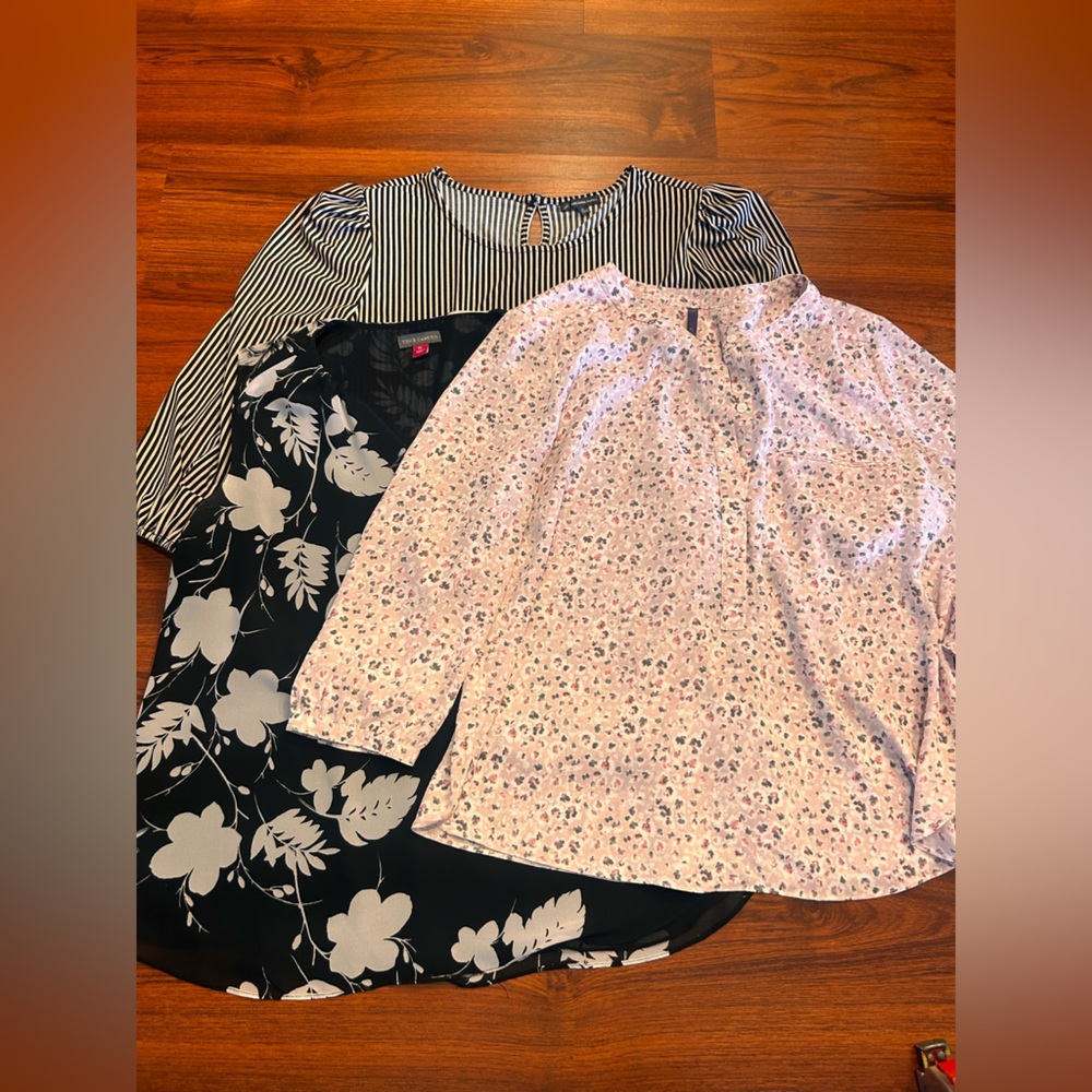 Lot of 3 blouses work nydj size pl Vince camuto size pl adrianna papell xl